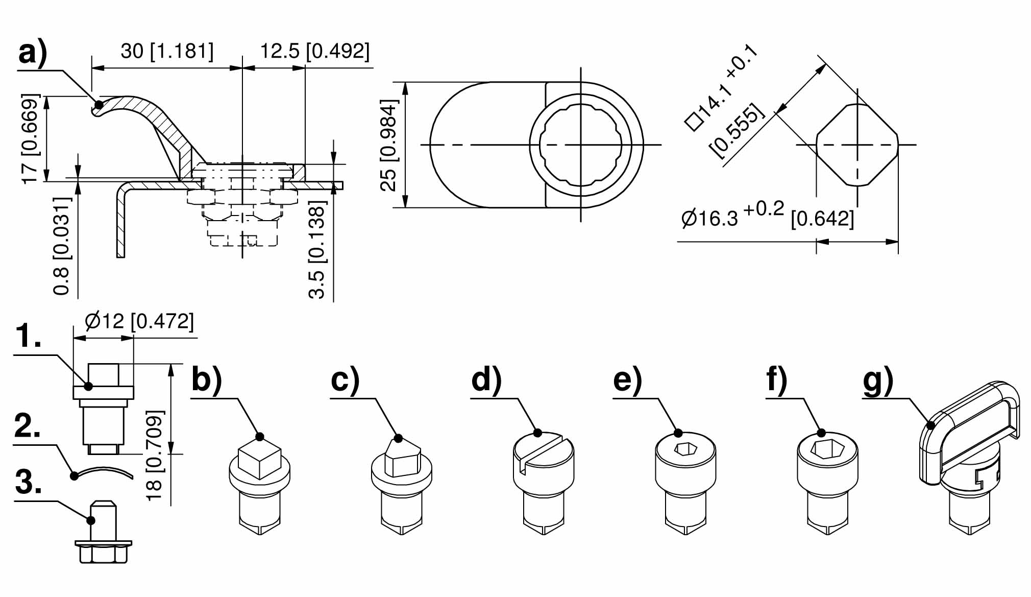 Single Finger Insert 1-059 Finger Pull and Inserts for Quarter-Turn Pr14.1